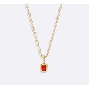 Baguette Aquarius Garnet Birthstone Necklace
